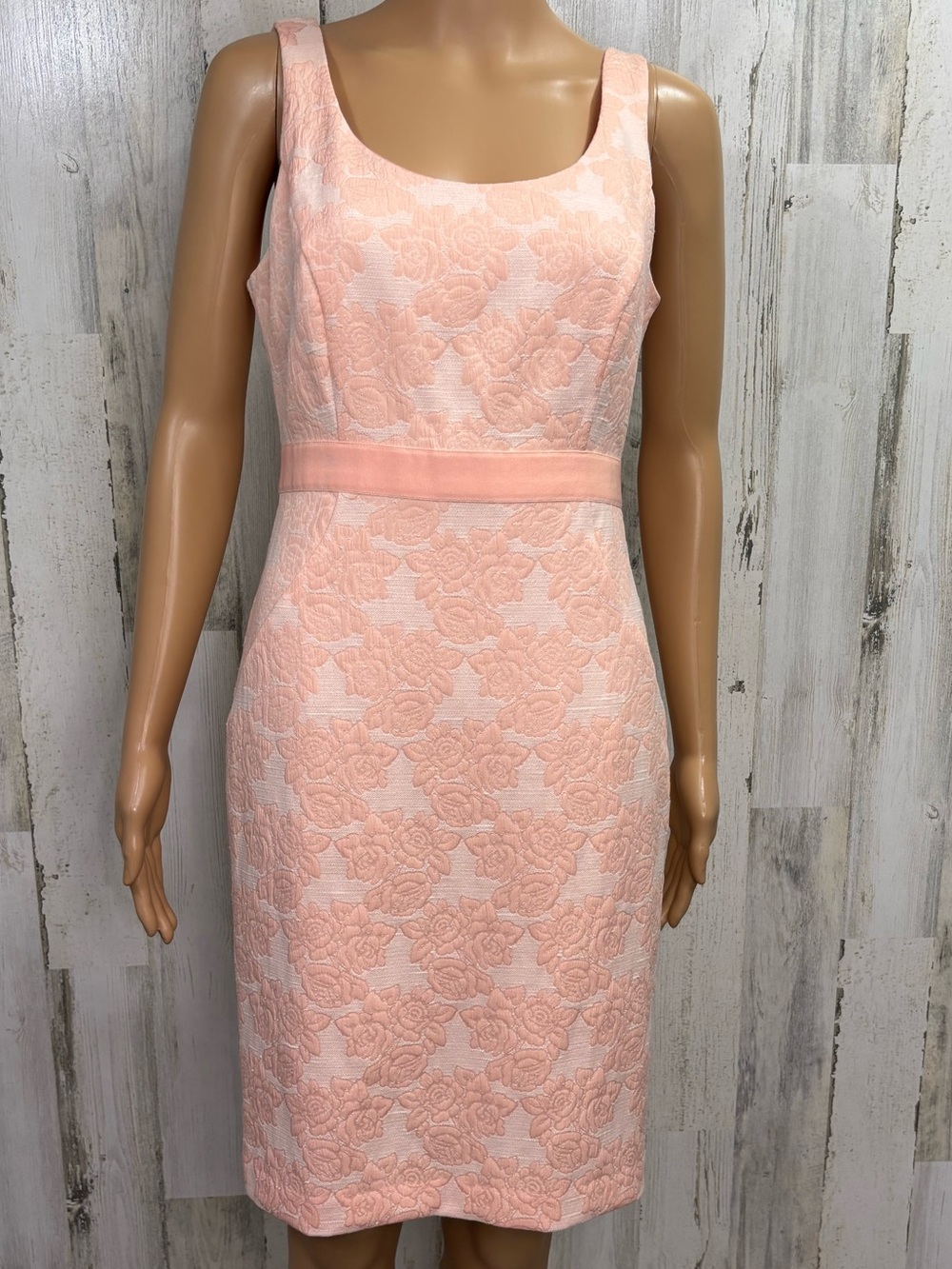Worthington Peach Rose Sleeveless Floral Jacquard Sheath Dress